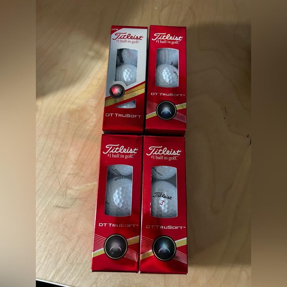Titleist DT Trusoft Golf Balls White with Daniel Gale logo, 4 Packs of 3